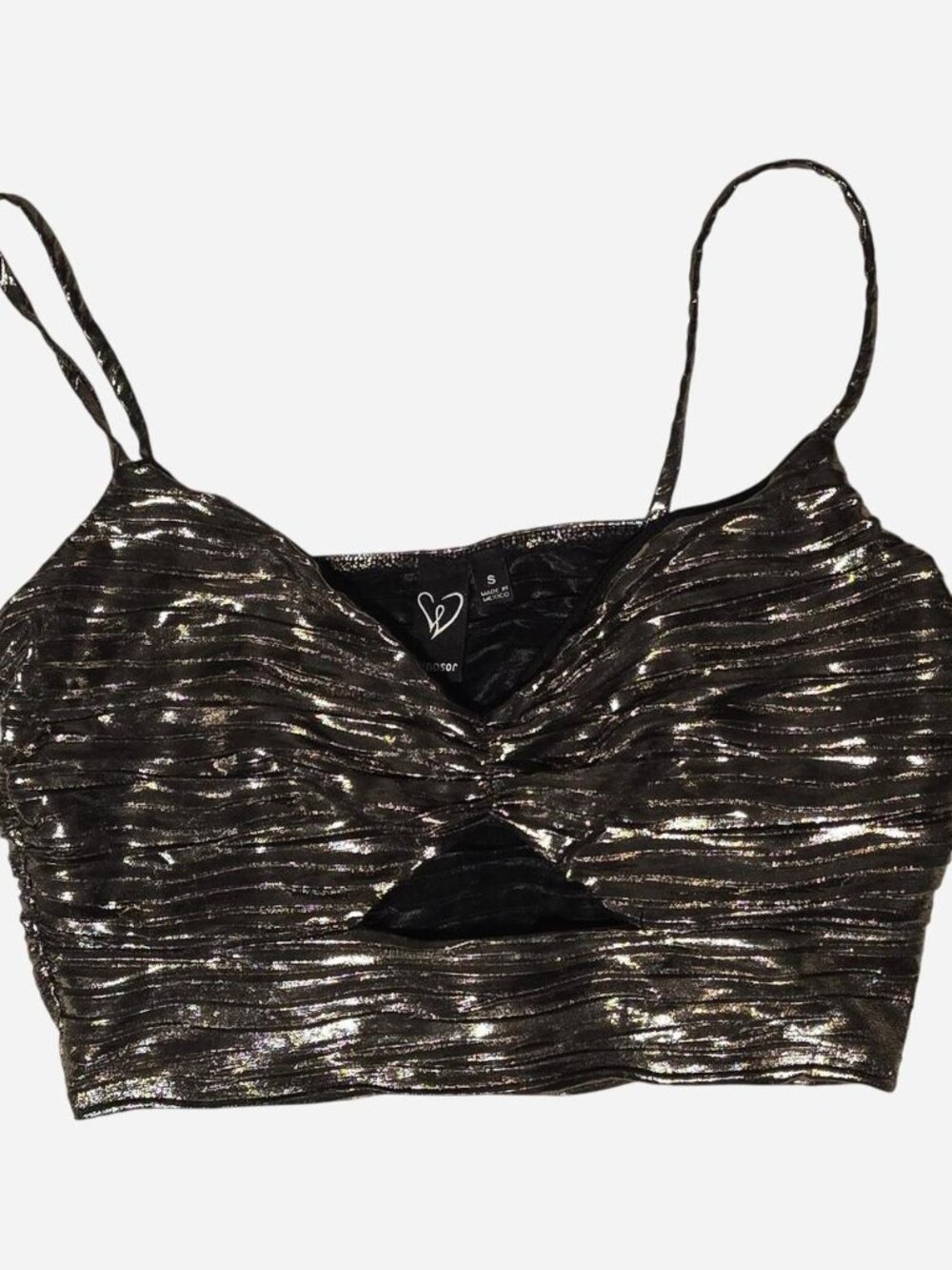 Windsor Women's Silver and Black Crop-top